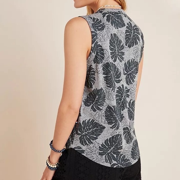 Sol Angeles Botanical Palm Leaf Grey Tank Top Sz XS - Picture 2 of 8
